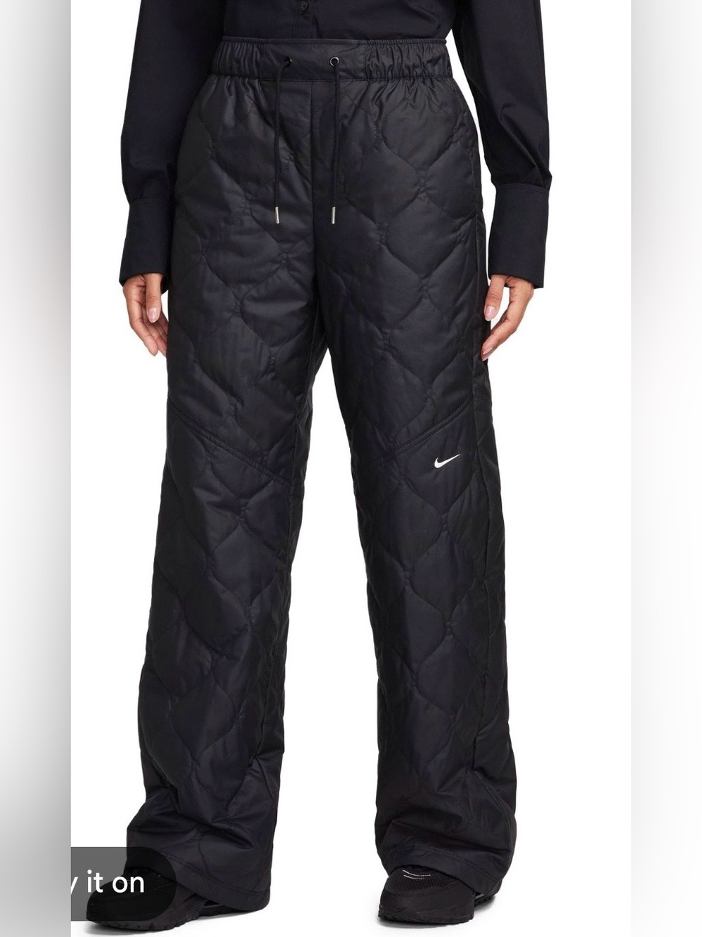 Nike Women’s Black Quilted High Rise Pants Size XXL NWT